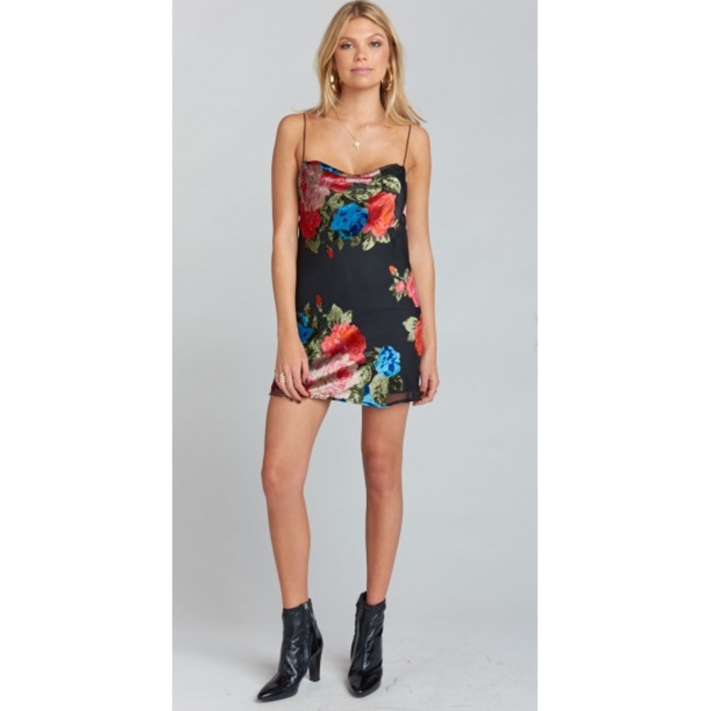 Show Me Your MuMu Sabine Slip Velvet Floral Mini Dress Medium FLAW - Picture 3 of 12